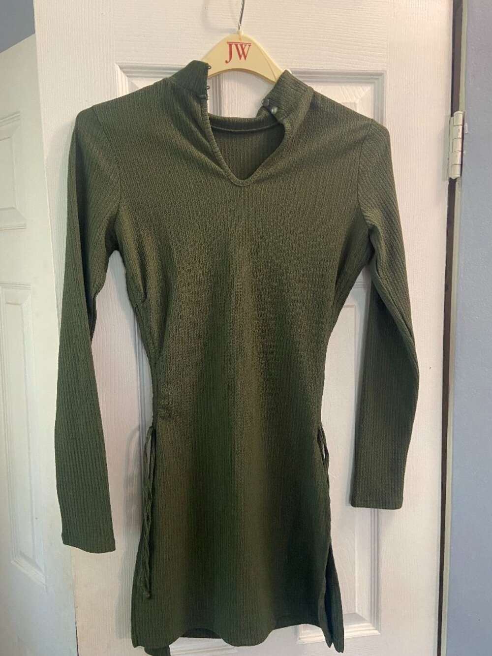 The LINE of Style Olive Green Textured Mini Dress Tunic Size S
